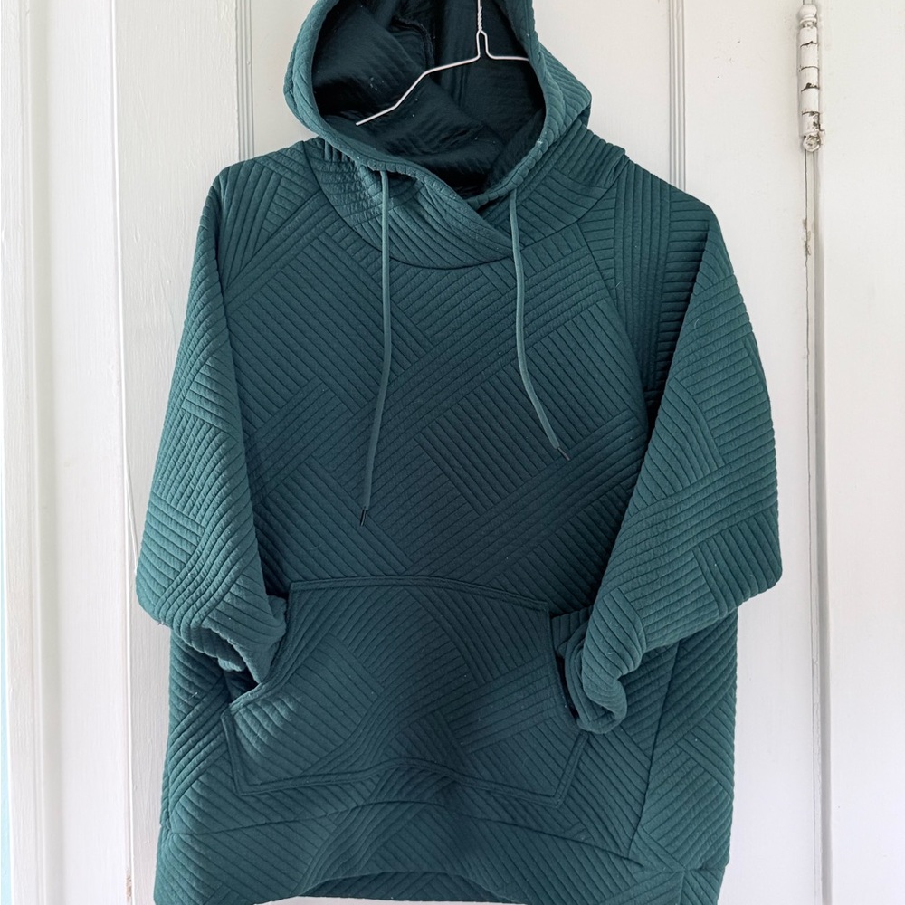 GreenTea Oversized Green Quilted Sweater